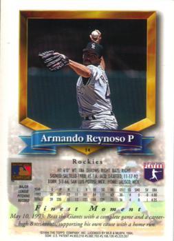 1994 Finest - Jumbos #14 Armando Reynoso Back