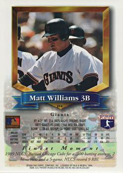 1994 Finest - Jumbos #214 Matt Williams Back