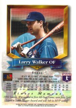 1994 Finest - Jumbos #216 Larry Walker Back