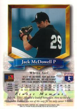 1994 Finest - Jumbos #226 Jack McDowell Back