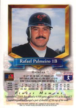 1994 Finest - Jumbos #227 Rafael Palmeiro Back