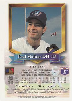 1994 Finest - Jumbos #239 Paul Molitor Back
