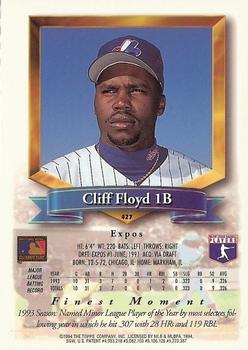 1994 Finest - Jumbos #427 Cliff Floyd Back