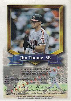 1994 Topps - Finest Preproduction #102 Jim Thome Back