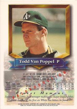 1994 Topps - Finest Preproduction #182 Todd Van Poppel Back