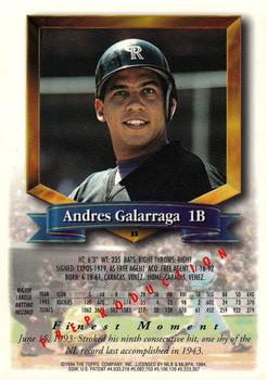 1994 Topps - Finest Preproduction #35 Andres Galarraga Back