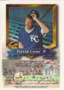 1994 Topps - Finest Preproduction #52 David Cone Back