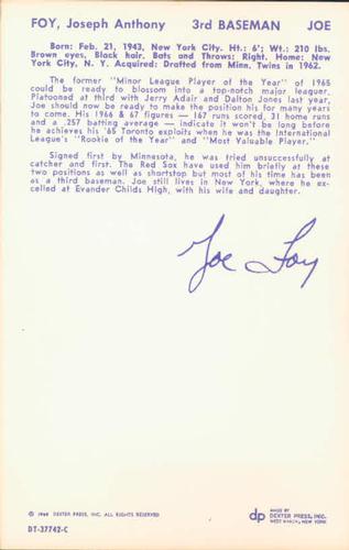 1968 Dexter Press Boston Red Sox #6 Joe Foy Back
