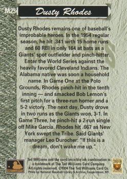 1994 Ted Williams - Memories #M23 Dusty Rhodes Back