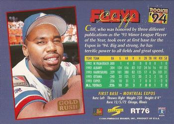 1994 Score Rookie & Traded - Gold Rush #RT76 Cliff Floyd Back