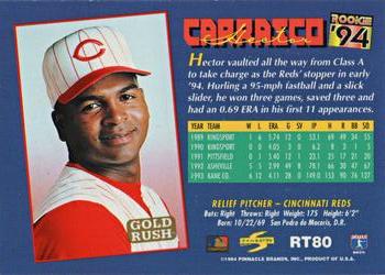 1994 Score Rookie & Traded - Gold Rush #RT80 Hector Carrasco Back