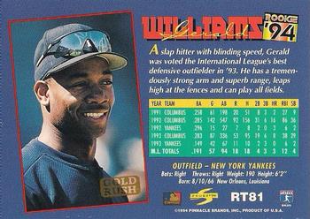 1994 Score Rookie & Traded - Gold Rush #RT81 Gerald Williams Back