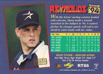 1994 Score Rookie & Traded - Gold Rush #RT86 Shane Reynolds Back