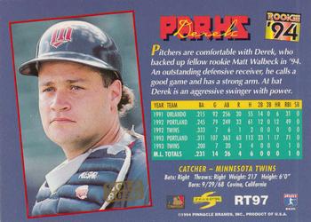 1994 Score Rookie & Traded - Gold Rush #RT97 Derek Parks Back