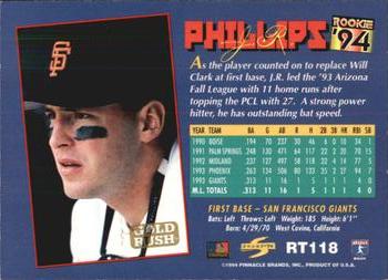 1994 Score Rookie & Traded - Gold Rush #RT118 J.R. Phillips Back