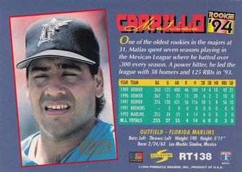 1994 Score Rookie & Traded - Gold Rush #RT138 Matias Carrillo Back