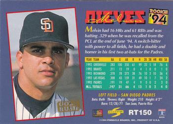 1994 Score Rookie & Traded - Gold Rush #RT150 Melvin Nieves Back