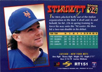 1994 Score Rookie & Traded - Gold Rush #RT151 Kelly Stinnett Back