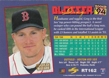 1994 Score Rookie & Traded - Gold Rush #RT162 Greg Blosser Back