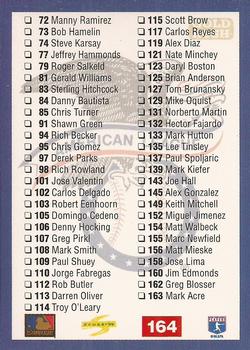 1994 Score Rookie & Traded - Gold Rush #RT164 AL Checklist Back
