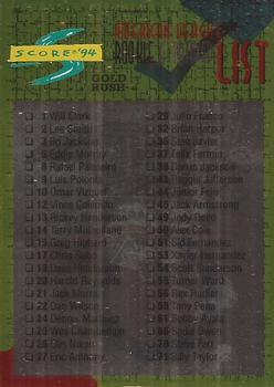 1994 Score Rookie & Traded - Gold Rush #RT164 AL Checklist Front