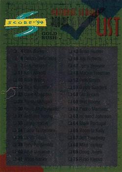 1994 Score Rookie & Traded - Gold Rush #RT165 NL Checklist Front