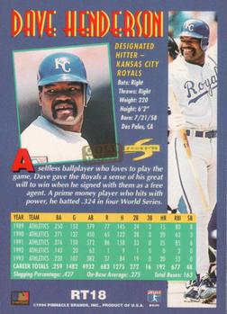 1994 Score Rookie & Traded - Gold Rush #RT18 Dave Henderson Back