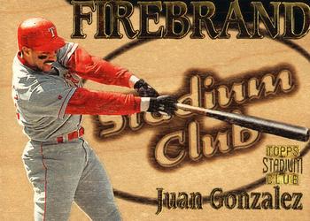 1997 Stadium Club - Firebrand #FB12 Juan Gonzalez Front
