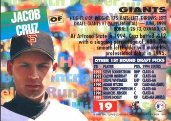 1994 Stadium Club Draft Picks - First Day Issue #19 Jacob Cruz Back