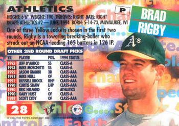 1994 Stadium Club Draft Picks - First Day Issue #28 Brad Rigby Back