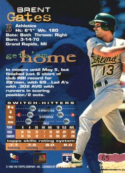 1994 Stadium Club - Members Only #65 Brent Gates Back