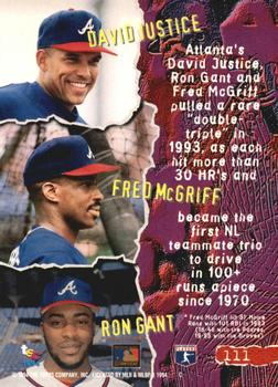 1994 Stadium Club - Members Only #111 Ron Gant / David Justice / Fred McGriff Back