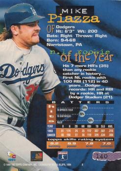1994 Stadium Club - Members Only #140 Mike Piazza Back