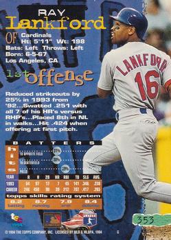 1994 Stadium Club - Members Only #353 Ray Lankford Back