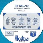 1988 Hostess Potato Chips Discs #7 Tim Wallach Back