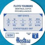 1988 Hostess Potato Chips Discs #9 Floyd Youmans Back