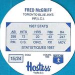 1988 Hostess Potato Chips Discs #15 Fred McGriff Back