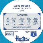 1988 Hostess Potato Chips Discs #20 Lloyd Moseby Back
