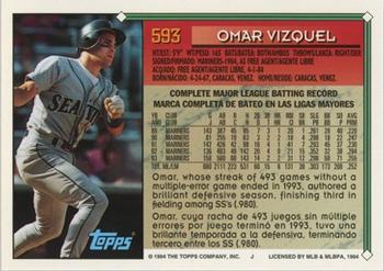 1994 Topps Bilingual #593 Omar Vizquel Back