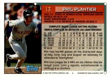 1994 Topps Bilingual #13 Phil Plantier Back