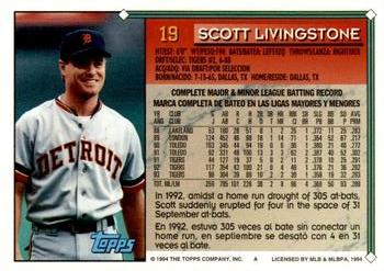 1994 Topps Bilingual #19 Scott Livingstone Back