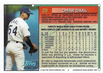 1994 Topps Bilingual #29 Omar Daal Back