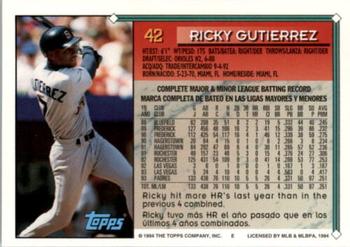 1994 Topps Bilingual #42 Ricky Gutierrez Back