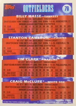 1994 Topps Bilingual #79 OF Prospects (Billy Masse / Stanton Cameron / Tim Clark / Craig McClure) Back