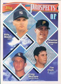 1994 Topps Bilingual #79 OF Prospects (Billy Masse / Stanton Cameron / Tim Clark / Craig McClure) Front