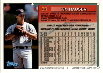 1994 Topps Bilingual #99 Tim Mauser Back