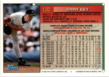 1994 Topps Bilingual #120 Jimmy Key Back