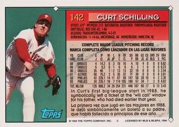 1994 Topps Bilingual #142 Curt Schilling Back