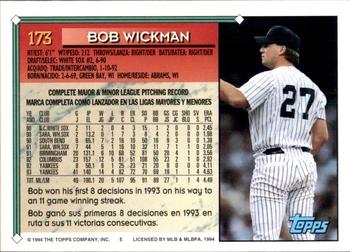1994 Topps Bilingual #173 Bob Wickman Back