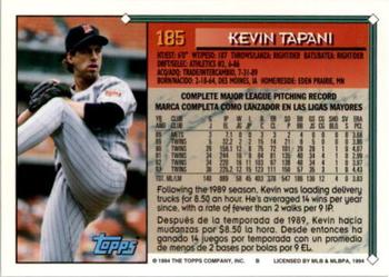1994 Topps Bilingual #185 Kevin Tapani Back
